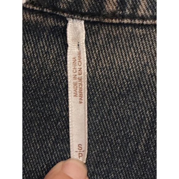 Free People Denim/Knit Hoodie Womens  Jacket in Indie Wash Size Small - Picture 4 of 9